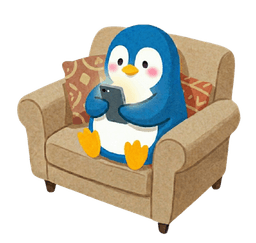 ソファでくつろぐペンギン